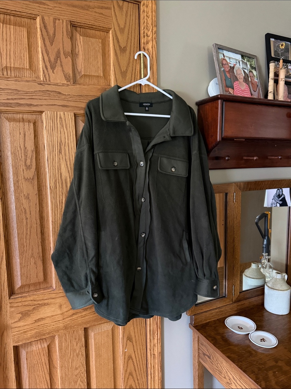 Women’s Olive Green Utility Jacket with Chest Pockets